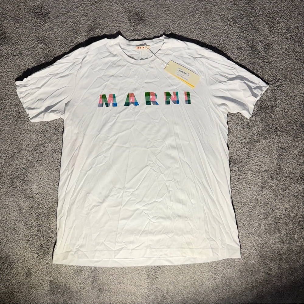 Marni White Tee with Colorful Logo